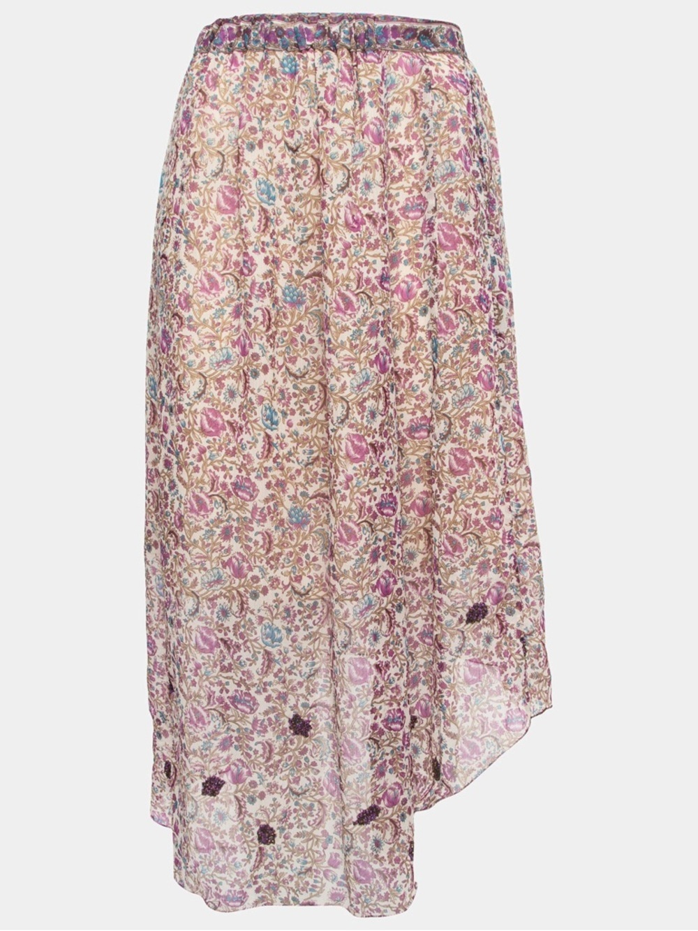 Zadig & Voltaire Multicolor Joslin Print Chiffon High Low Midi Skirt 36 Small